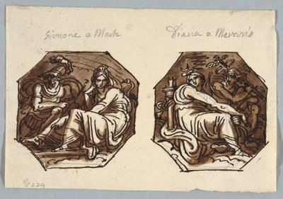 Mars and Juno; Mercury and Diana Set in Diagonal Composition by Unknown